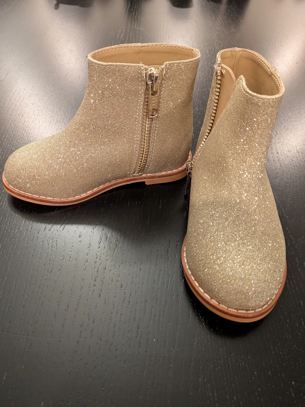 Janie and Jack Glitter Zip Ankle Boots - Gold